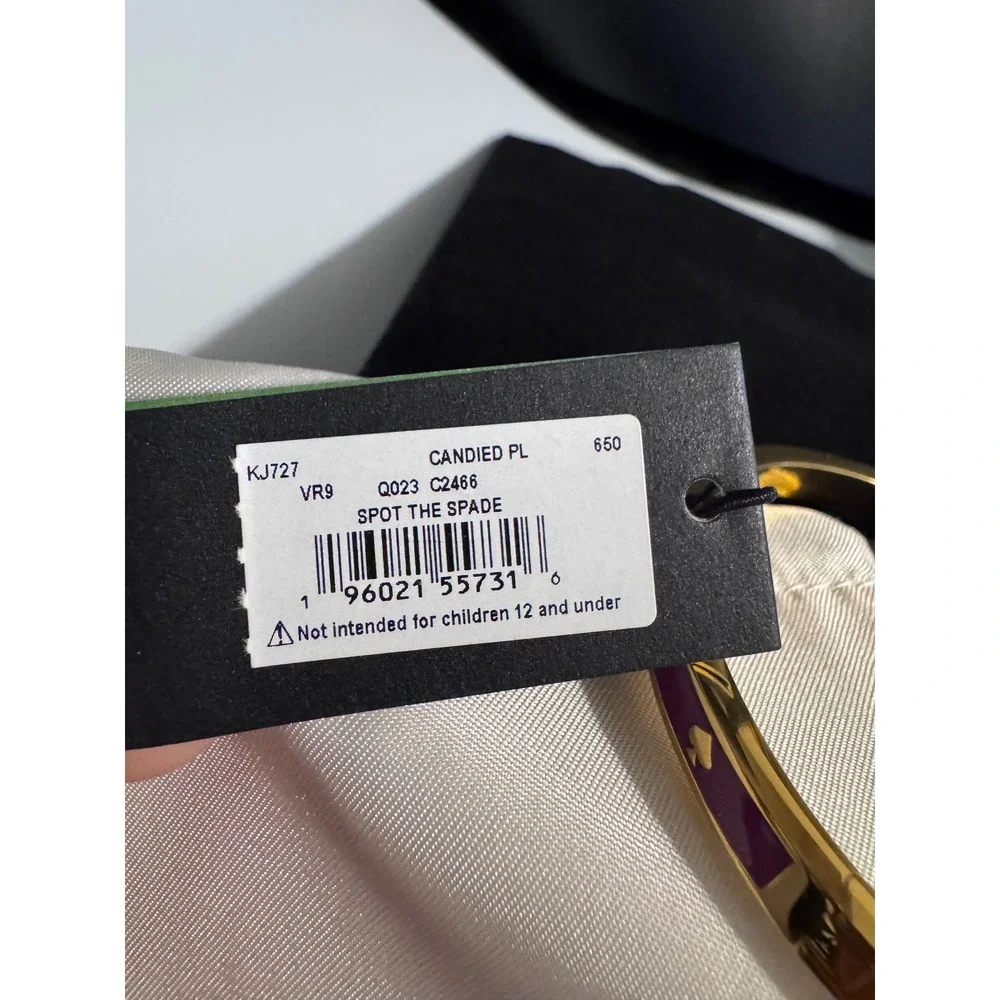 Kate Spade Spot the Spade Enamel Bangle Bracelet Candied Plum Purple Gold KJ727 - Picture 5 of 6
